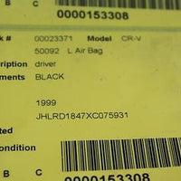 1999-2001 Honda Crv Driver Steering Wheel Air Bag Black - BIGGSMOTORING.COM