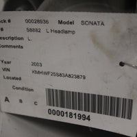 2002-2005 HYUNDAI SONATA FRONT LEFT DRIVER SIDE HEADLIGHT 28936 - BIGGSMOTORING.COM