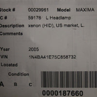 2004-2006 NISSAN MAXIMA FRONT DRIVER SIDE HEADLIGHT 29961 - BIGGSMOTORING.COM