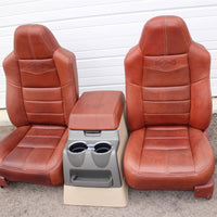 99-2010 FORD SD F250 F350 KING RANCH REAR LEATHER BUCKETS SEATS & CONSOLE WMOUNT