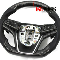 Fits 14 15 Chevy Camaro Custom Carbon Fiber & Leather Flat Bottom Steering Wheel