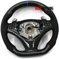 Fits BMW E90 335i Custom Carbon Fiber & Leather Flat Bottom Steering Wheel 07-11