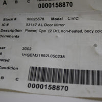 2001-2005 HONDA CIVIC CPE DRIVER LEFT SIDE POWER MIRROR SILVER 25578 - BIGGSMOTORING.COM