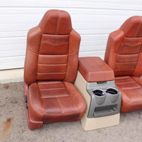 99-2010 FORD SD F250 F350 KING RANCH REAR LEATHER BUCKETS SEATS & CONSOLE WMOUNT