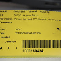 2009-2014 AUDI A4 SDN PASSENGER RIGHT SIDE POWER DOOR MIRROR SILVER