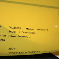 2003-2008 MAZDA 6  DRIVER LEFT SIDE POWER DOOR MIRROR BLACK - BIGGSMOTORING.COM