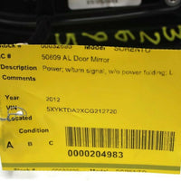 2011-2015 Kia Sorento Driver Left Power Door Mirror Black 32690
