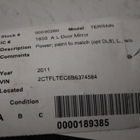 2011-2014 GMC TERRAIN DRIVER SIDE POWER DOOR MIRROR BLACK