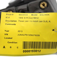 2011-2014 Chevy Equinox Passenger Right Side Power Door Mirror Black 30824