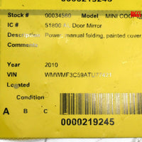 2007-2013 Mini Cooper 7 Pin Driver Left Side Power Door Mirror White 34560