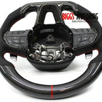 Fits Dodge Challenger Custom Carbon Fiber & Leather Flat Bottom Steering Wheel