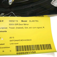 2011-2015 HYUNDAI ELANTRA PASSENGER RIGHT SIDE POWER DOOR MIRROR WHITE 32116