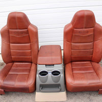 99-2010 FORD SD F250 F350 KING RANCH REAR LEATHER BUCKETS SEATS & CONSOLE WMOUNT