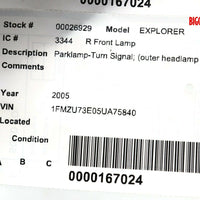 2002-2005 Ford Explorer Passenger Side Park / Turn Lamp 26929 - BIGGSMOTORING.COM
