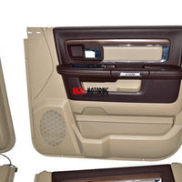 2010-2018 Oem Dodge Laramie 4 Pcs Door Panel Set Tan/Brown; Long Horn; Crew Cab