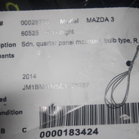 2014-2017 MAZDA 3  RIGHT PASSENGER SIDE TAIL LIGHT  28700