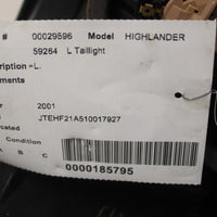 2001-2003 TOYOTA HIGHLANDER DRIVER LEFT SIDE REAR TAIL LIGHT 29596 - BIGGSMOTORING.COM
