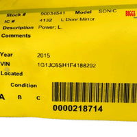 2012-2018 Chevy Sonic Driver Left Side Power Door Mirror Silver 34541