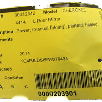 2014-2016 JEEP CHEROKEE DRIVER LEFT SIDE POWER DOOR MIRROR BLACK 32342