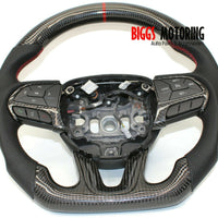 Fits Dodge Challenger Custom Carbon Fiber & Leather Flat Bottom Steering Wheel