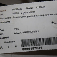 2003-2008 AUDI A4 DRIVER LEFT SIDE POWER DOOR MIRROR BLACK - BIGGSMOTORING.COM