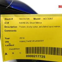 2012-2017 Hyundai Accent Driver Left Side Power Door Mirror Blue 34708