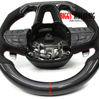 Fits Dodge Challenger Custom Carbon Fiber & Leather Flat Bottom Steering Wheel