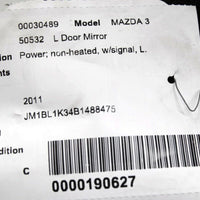 2010-2013 MAZDA3 DRIVER LEFT SIDE POWER DOOR MIRROR SILVER 30489