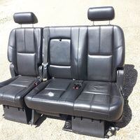 07-14 GM GMC ESCALADE TAHOE YUKON BLACK LEATHER SEATS 09 60/40 BENCH SHORT BODY - BIGGSMOTORING.COM