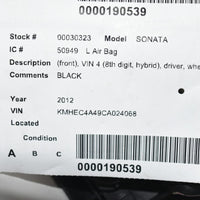 2011-2014 HYUNDAI SONATA DRIVER STEERING WHEEL AIR BAG BLACK 569004 R100RY