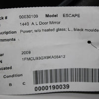 2008-2012 FORD ESCAPE DRIVER  LEFT SIDE POWER DOOR MIRROR BLACK 27507