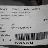 2003-2008 MAZDA 6 LEFT SIDE POWER DOOR MIRROR  BLUE - BIGGSMOTORING.COM