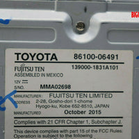 2015-2017 Toyota Camry Radio Navigation Display Screen Cd Player 86100-06491