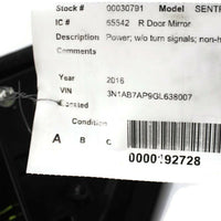 2013-2016 Nissan Sentra Passenger Right Power Door Mirror Gray 30791