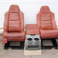 99-2010 FORD SD F250 F350 KING RANCH REAR LEATHER BUCKETS SEATS & CONSOLE WMOUNT