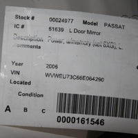 2006-2010 VW PASSAT  DRIVER LEFT SIDE POWER DOOR MIRROR GRAY 24977