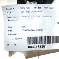 2008-2012 SUBARU IMPREZA DOOR DRIVER LEFT SIDE POWER DOOR MIRROR BLACK 27016
