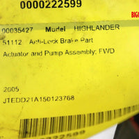 2005 Toyota Highlander Abs Anti Lock Brake Actuator Pump - BIGGSMOTORING.COM