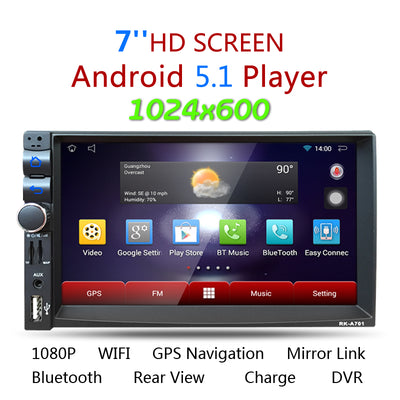 Android 5.1.1 2DIN Car Media Player Bluetooth A2DP Touch Screen Wifi GPS Navigation Stereo Audio 3G/FM/AM/USB/SD MP3 MP4 Player