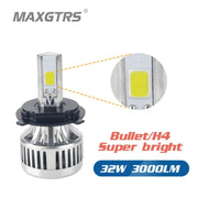 H4/Bullet 32W 3000LM DRL COB LED Headlight Bulbs HS1 H6 Hi/Lo 6000K 12V Motobike Motorcycle Moped Scooter Headlamp M3 Plus