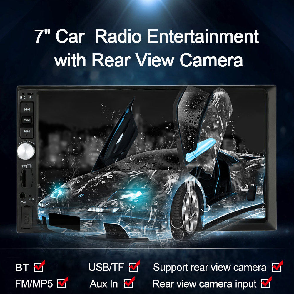 7" Universal 2 Din HD Car Radio MP5 Player BT Radio Entertainment Multimedia with Rear View Camera