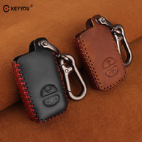 KEYYOU For Toyota Prius Land Cruiser Avalon Prado Leather Car Key Keychain Covers Key Case Bag KeyChain Bag 2/3/4 Buttons