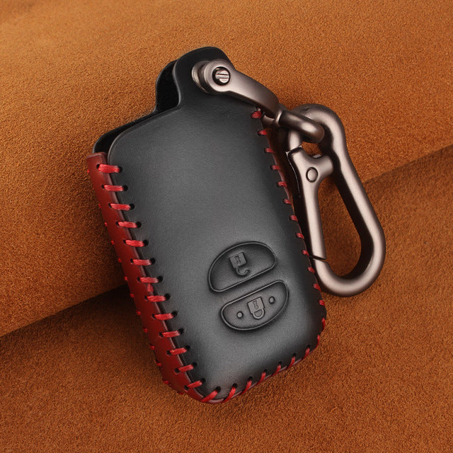 KEYYOU For Toyota Prius Land Cruiser Avalon Prado Leather Car Key Keychain Covers Key Case Bag KeyChain Bag 2/3/4 Buttons