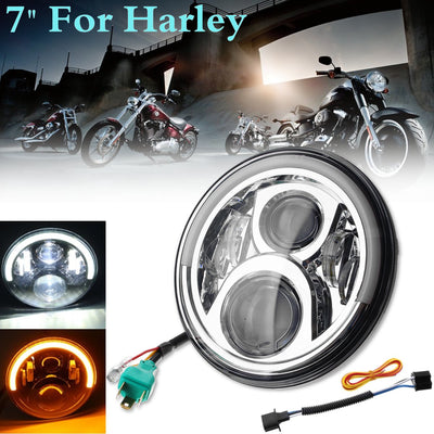 7inch 50W Angel Eyes LED HI/LO Beam DRL Turn Signal Headlight For Harley for Jeep for LAND ROVER defender Truck  4x4 off-road