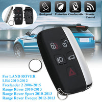 5 Button Remote Key Shell Case for LAND ROVER LR4 Range Rover Sport Evoque Freelander 2 2006-2015  with CR2032 Battery