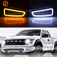 POSSBAY Car LED Daytime Running Light for Ford F150 SVT Raptor DRL Daylights Yellow Turn Signal Light Front Lower Fog Lights